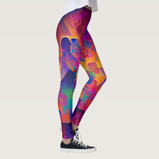 美鮮やか数々の紫の黄色明るい赤紫色 レギンス (右)