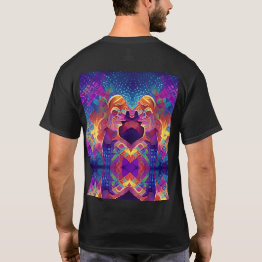 美鮮やか数々の紫の黄色明るい赤紫色 Tシャツ (裏面)