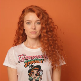 美麗な不気味ヴィンテージ魔女ハロウィンシャツ Tシャツ