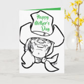 群れの女性のカーボーイを丸め#160331母の日 カード (黄色い花)