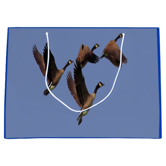 群れの飛んでいる子供のカナダのデザイン ラージペーパーバッグ (正面)