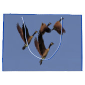 群れの飛んでいる子供のカナダのデザイン ラージペーパーバッグ (裏面)