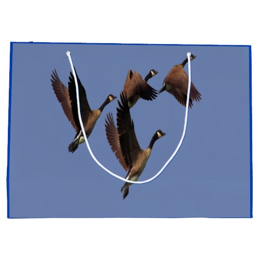 群れの飛んでいる子供のカナダのデザイン ラージペーパーバッグ (裏面)