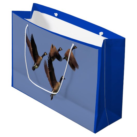 群れの飛んでいる子供のカナダのデザイン ラージペーパーバッグ (正面アングル)