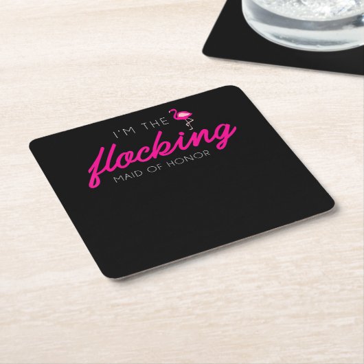 群れをなす花嫁の介添え フラミンゴのバチェロレッテパーティー スクエアペーパーコースター (アングル)