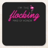 群れをなす花嫁の介添え フラミンゴのバチェロレッテパーティー スクエアペーパーコースター (正面)