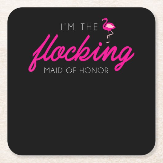 群れをなす花嫁の介添え フラミンゴのバチェロレッテパーティー スクエアペーパーコースター (正面)