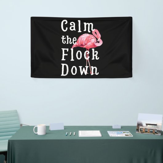 群れを落ち着かせてフラミンゴガール |フラミンおもしろいゴ 横断幕 (トレードショー)