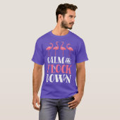 群れを落ち着けるTシャツピンクのフラミンゴの女性 Tシャツ (正面フル)