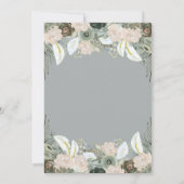 群葉および花柄|の柔らかい灰色のベビーシャワー 招待状 (裏面)