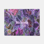 群葉の紫色はパターン歓迎を残します ドアマット (正面)