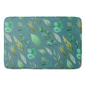 群葉の装飾が付いている石板の青いですか鋼色 バスマット (正面)