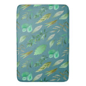 群葉の装飾が付いている石板の青いですか鋼色 バスマット (正面縦)