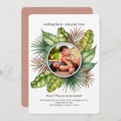 群葉フレームの写真の駆け落ちの発表 案内状 (正面/裏面)