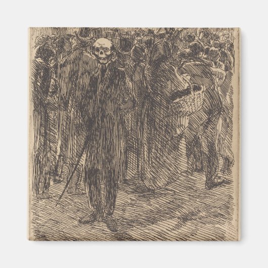 群衆のスカル（アルバート・ベスナード著） マグネット (正面)