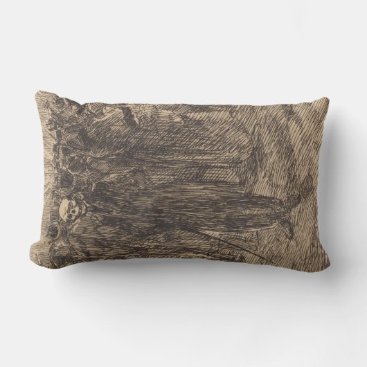 群衆のスカル（アルバート・ベスナード著） ランバークッション (正面)