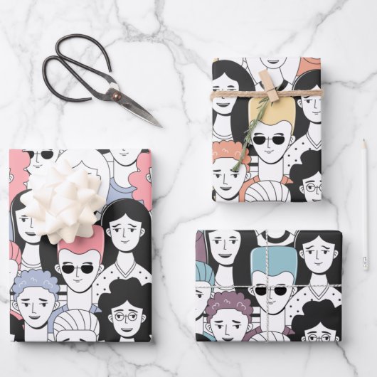群衆のラッピング紙セット ラッピングペーパーシート (正面)