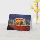 群衆の中で目立つ誕生日子猫カード カード (黄色い花)