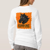 群衆の中で輝く - 黒馬とメッセージ Tシャツ (裏面)