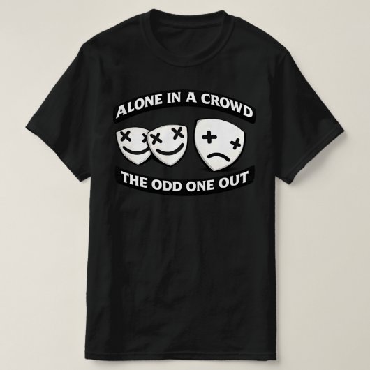 群衆の中の孤独 - 奇異な存在 都市型グラフィック Tシャツ (デザイン正面)