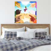 群衆は笑っ絵を描た キャンバスプリント (インサイチュ (寝室))