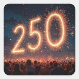 群衆観戦250誕生日花火 スクエアシール