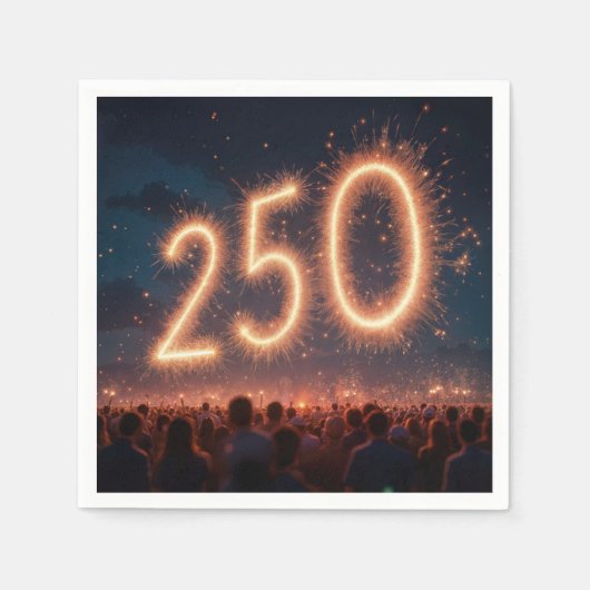 群衆観戦250誕生日花火 スタンダードカクテルナプキン (正面)