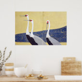 群鶴図屏風(部分)、其一クレーン(詳細)、キイツ ポスター (キッチン)