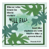 義と緑の葉の箴言11:28 ポスター (正面)
