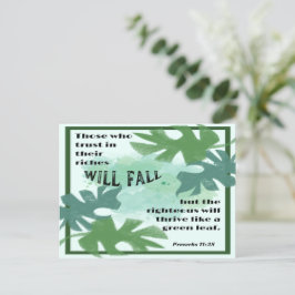 義と緑の葉の箴言11:28 ポストカード