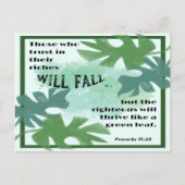義と緑の葉の箴言11:28 ポストカード (正面)