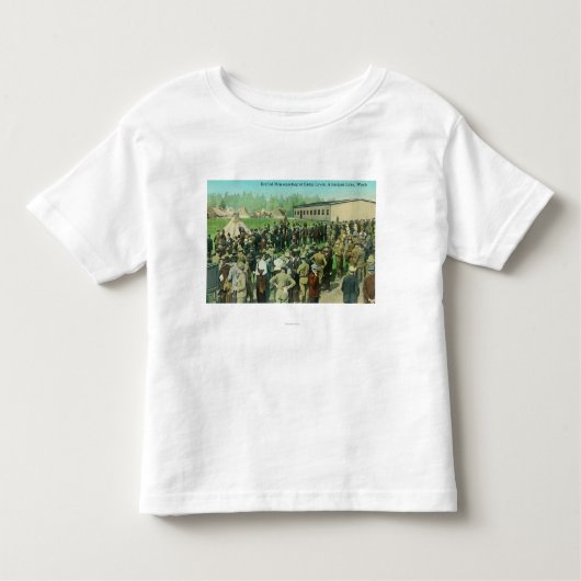 義務のために報告している起草された兵士の眺め トドラーTシャツ (正面)