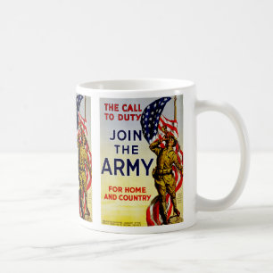 義務の~への呼出しは軍隊に加わります コーヒーマグカップ