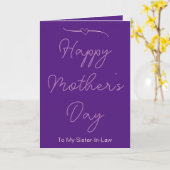 義妹パープルへの母の幸せな日 カード (黄色い花)