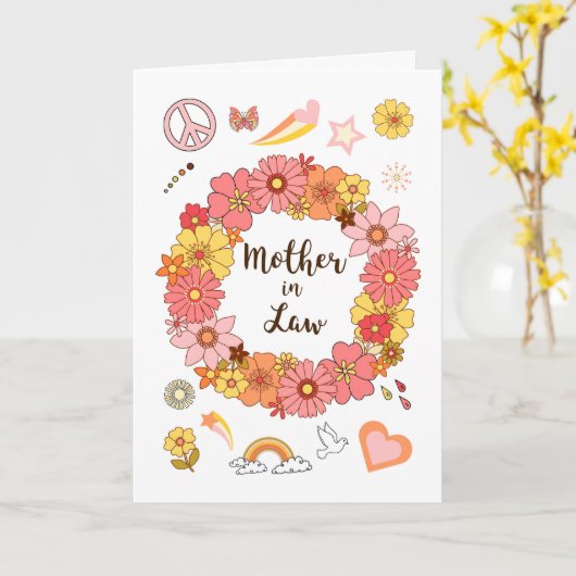 義母の日のフローラ平和と愛 カード (黄色い花)