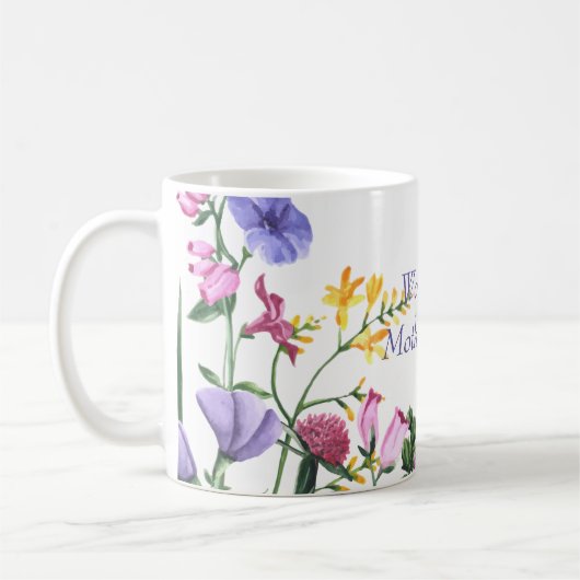 義母の日の庭カラフル コーヒーマグカップ (左)