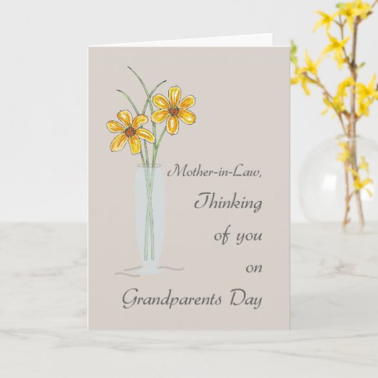 義母の祖父母の日考えるの皆さん カード (黄色い花)