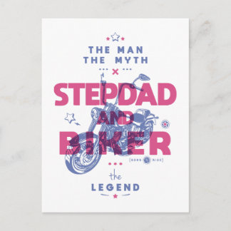 義父とバイクもしくは自転車に乗る人の男の神話の伝説 ポストカード