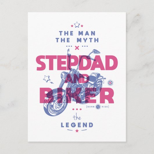 義父とバイクもしくは自転車に乗る人の男の神話の伝説 ポストカード (正面)