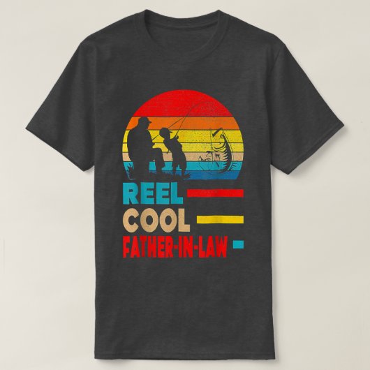 義父カッコいいリール釣り人父の日 Tシャツ (デザイン正面)