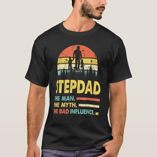 義父 伝説の男 悪い影響を与えるパパ Tシャツ (正面)