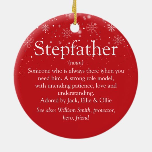 義父Stepdad定義フォトクリスマス セラミックオーナメント (裏面)