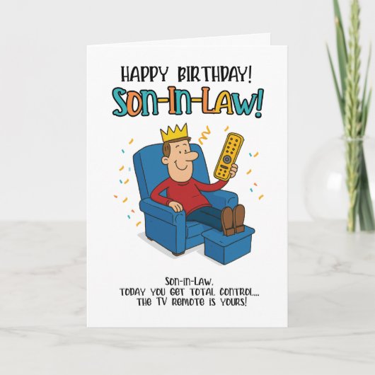 義理おもしろい息子カード – リモートの王 サンキューカード (正面)