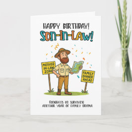 義理おもしろい息子カード – 家族の夕食のサバイバルマップ サンキューカード