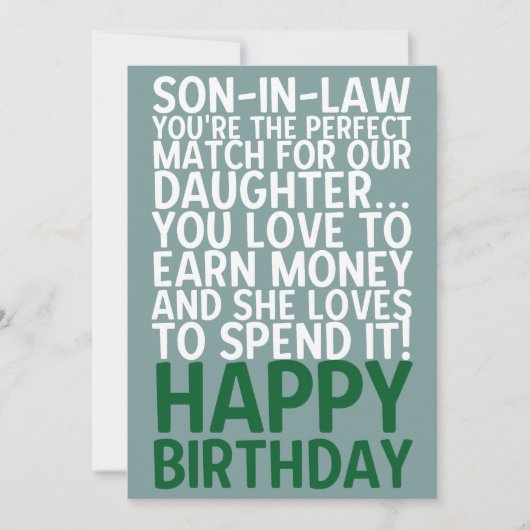 義理おもしろい息子誕生日カードマネーのジョーク 招待状 (正面)