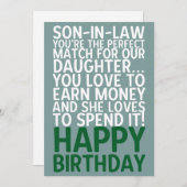 義理おもしろい息子誕生日カードマネーのジョーク 招待状 (正面/裏面)