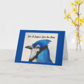 義理すごい息子の父親の日ブルージェイ自然バード カード (黄色い花)