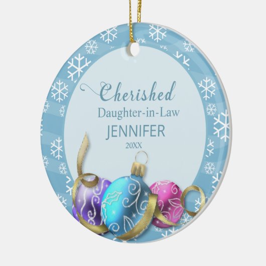 義理のクリスマスに大切な娘 セラミックオーナメント (左)