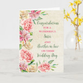 義理の兄妹結婚おめでとう カード (黄色い花)