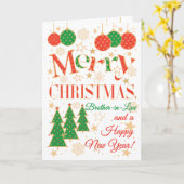 義理の兄弟のためのオーナメントとクリスマスツリー カード (黄色い花)